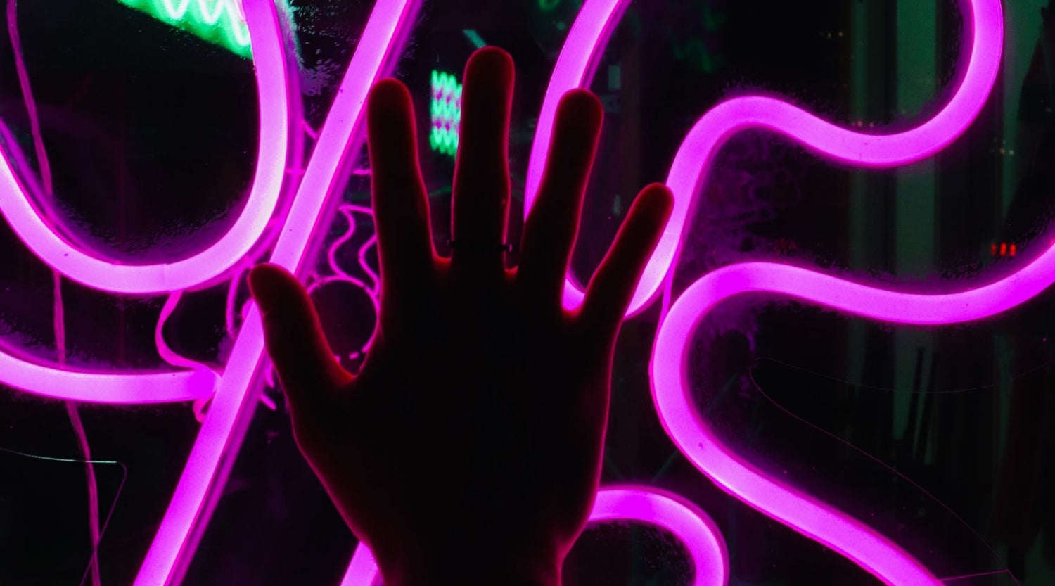 hand pink  neon sign