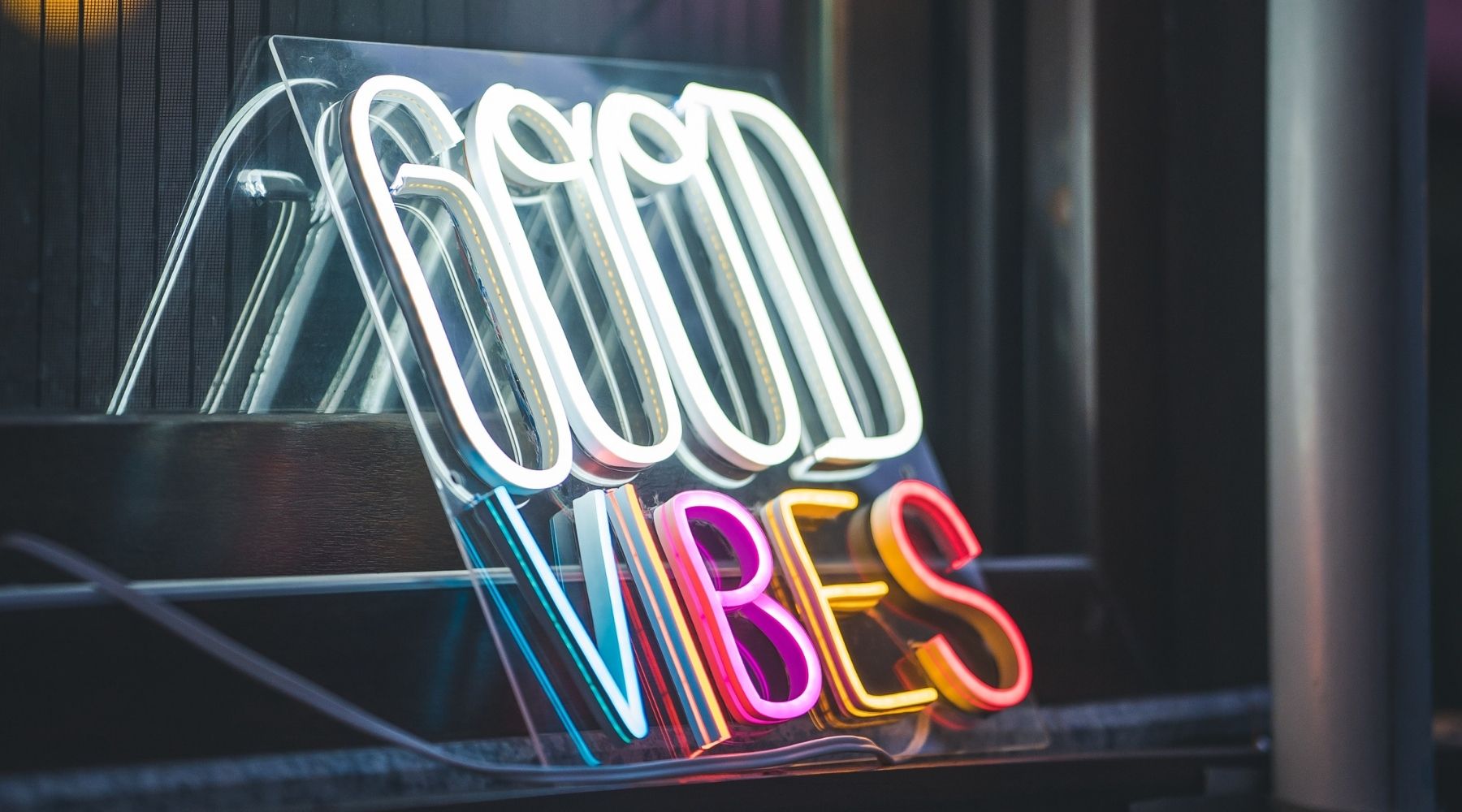 Good Vibes Neon Sign White and Colorful