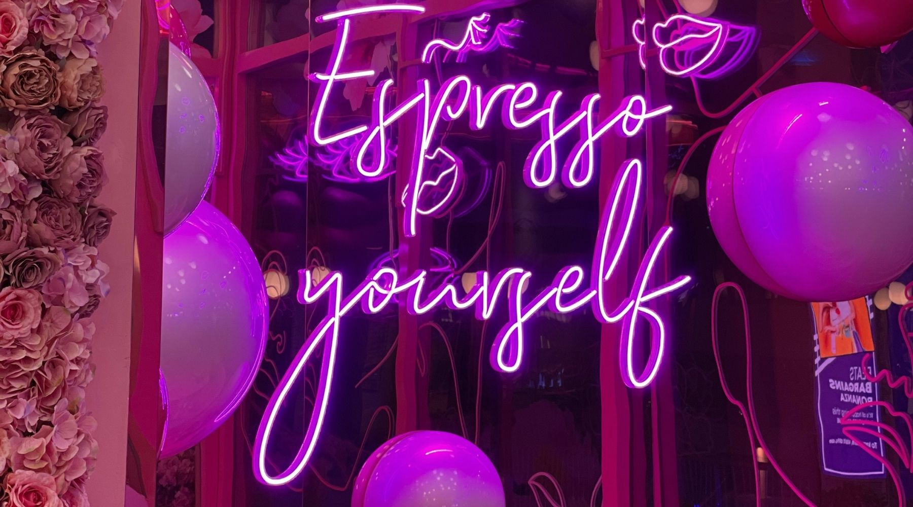 espresso yourself launch party neon sign