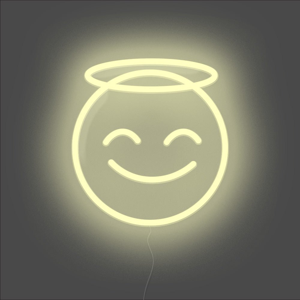 Angel Emoji Neon Sign - Unrivaled Neon - Warm White #color_warm white