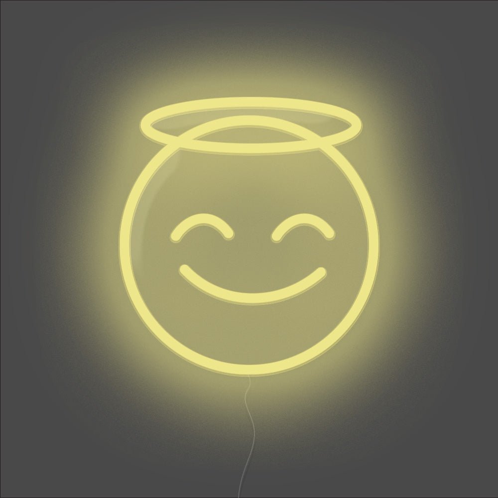 Angel Emoji Neon Sign - Unrivaled Neon - Lemon Yellow #color_lemon yellow