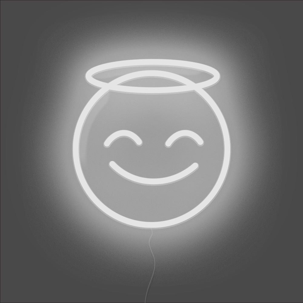 Angel Emoji Neon Sign - Unrivaled Neon - White #color_white