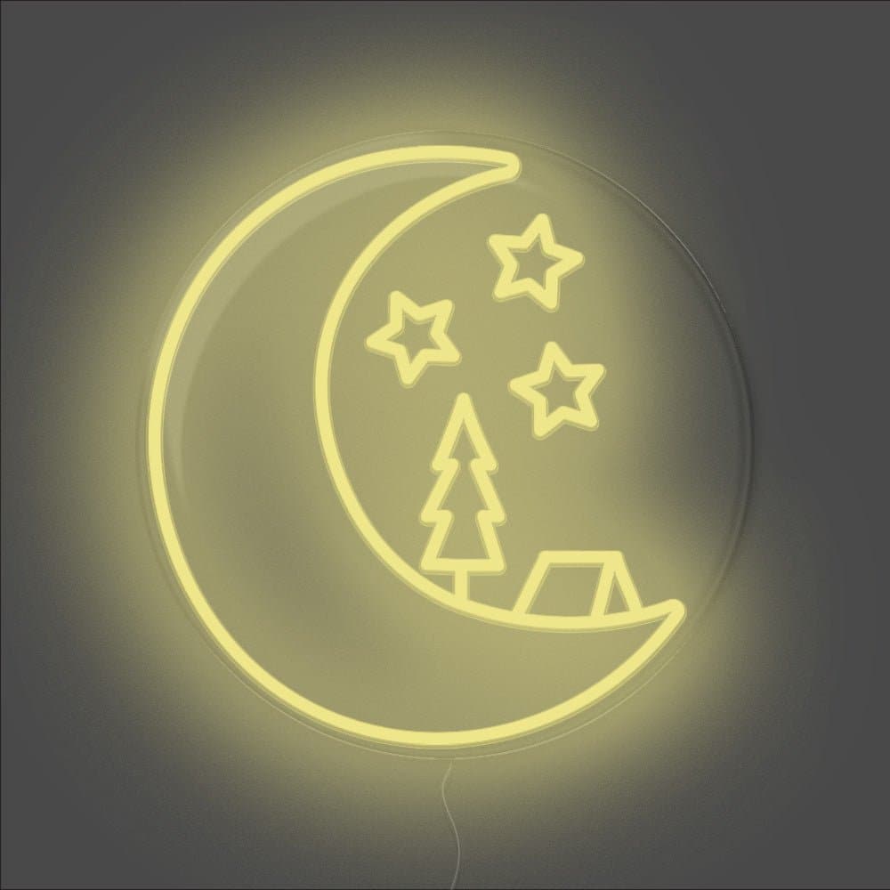 Camping On The Moon Neon Sign - Unrivaled Neon - Lemon Yellow #color_lemon yellow