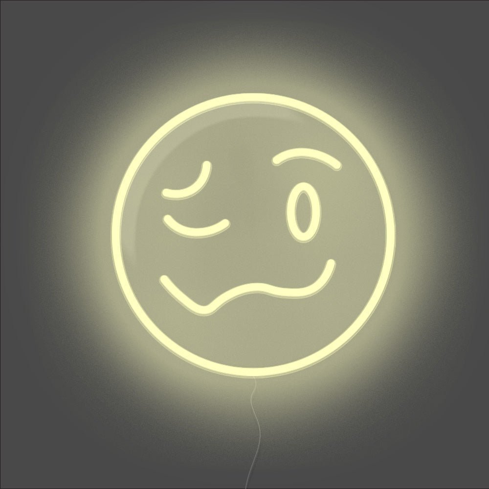 Drunk Emoji Neon Sign - Unrivaled Neon - Warm White #color_warm white