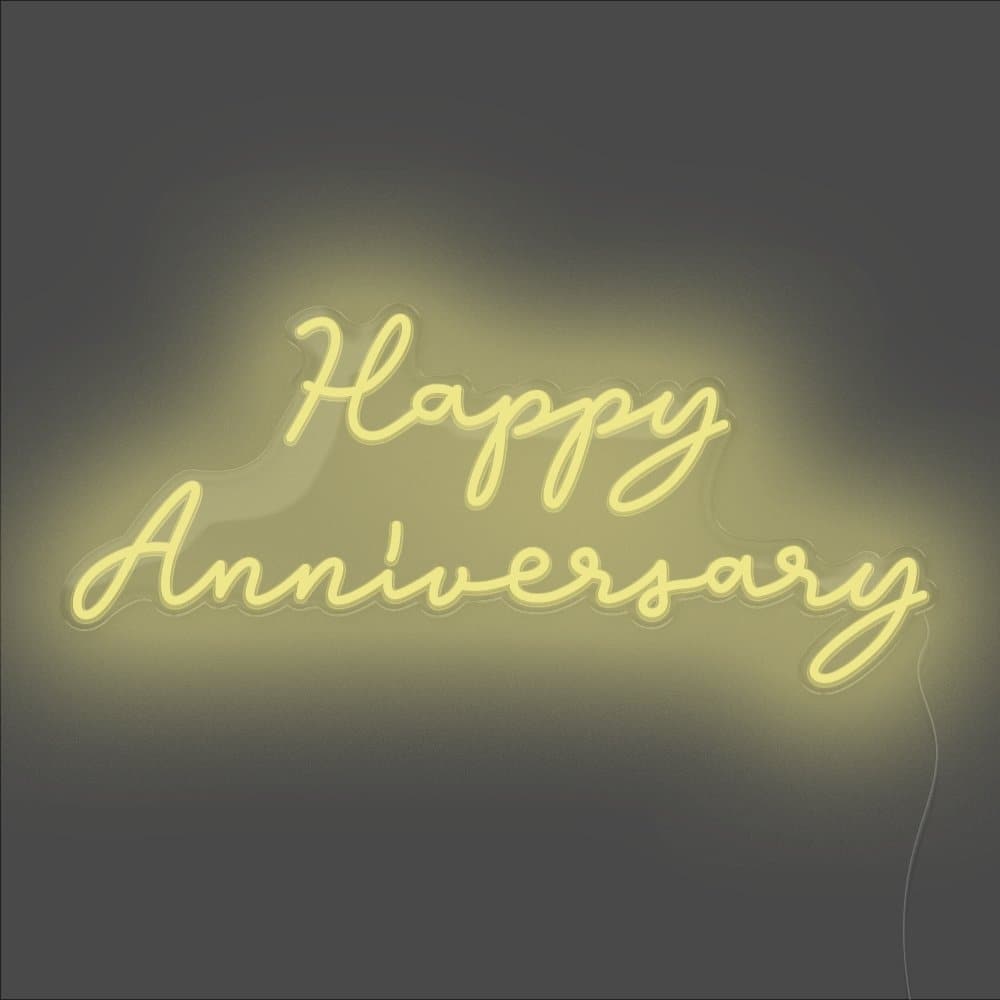 Happy Anniversary Neon Sign - Unrivaled Neon - Lemon Yellow #color_lemon yellow