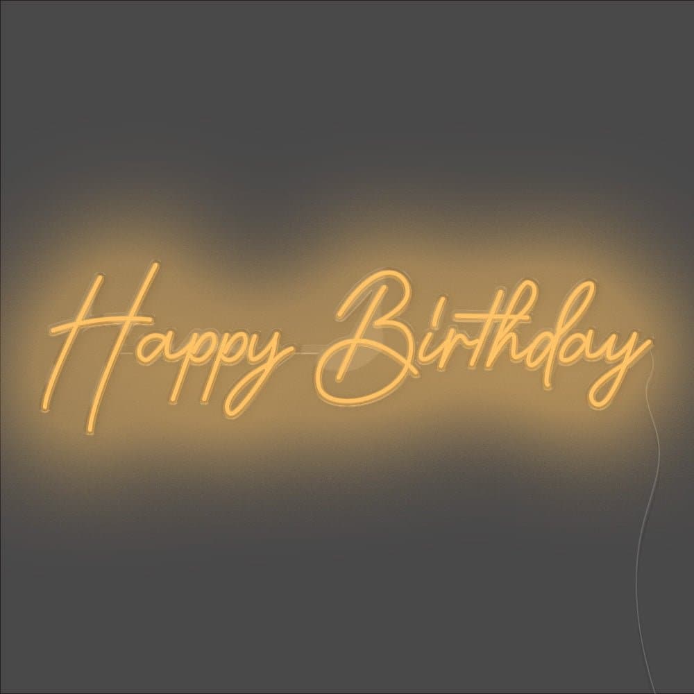 Happy Birthday Celebration Neon Sign - Unrivaled Neon - Orange #color_orange