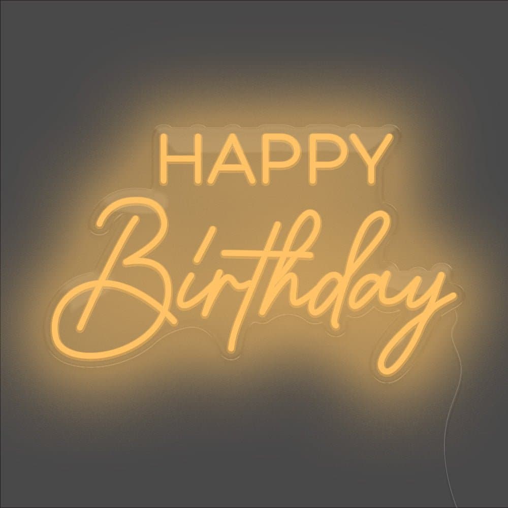 Happy Birthday Neon Sign - Unrivaled Neon - Orange #color_orange