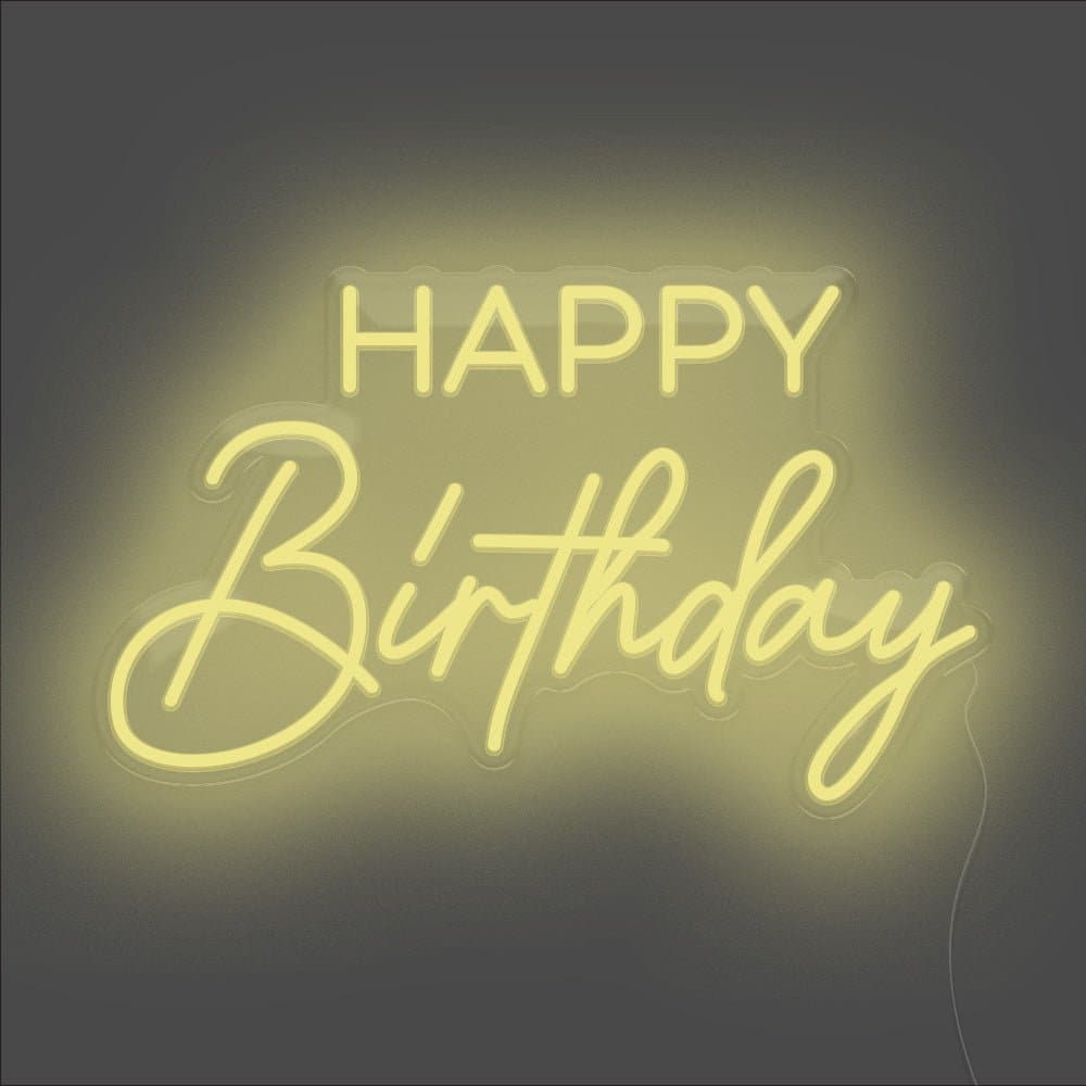 Happy Birthday Neon Sign - Unrivaled Neon - Lemon Yellow #color_lemon yellow