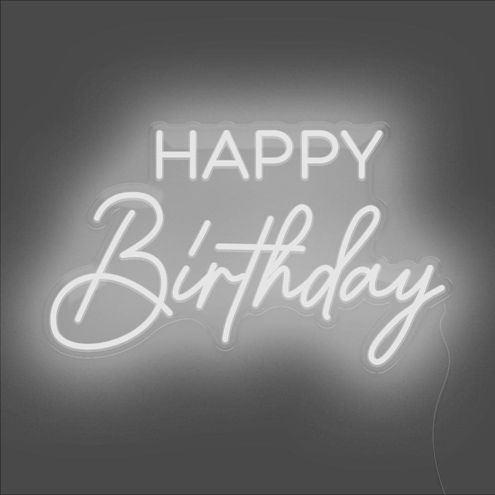 Happy Birthday Neon Sign - Unrivaled Neon - White #color_white