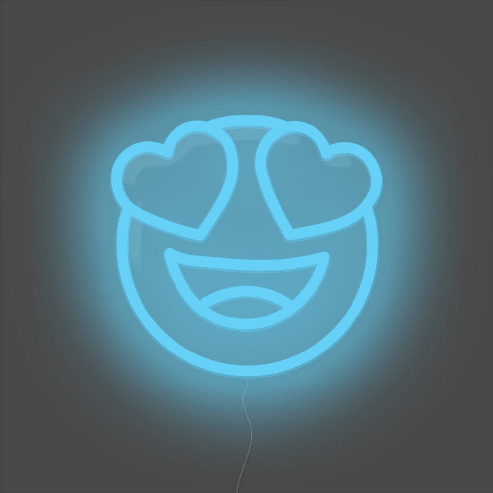 Heart Eyes Emoji Neon Sign - Unrivaled Neon - Light Blue #color_light blue