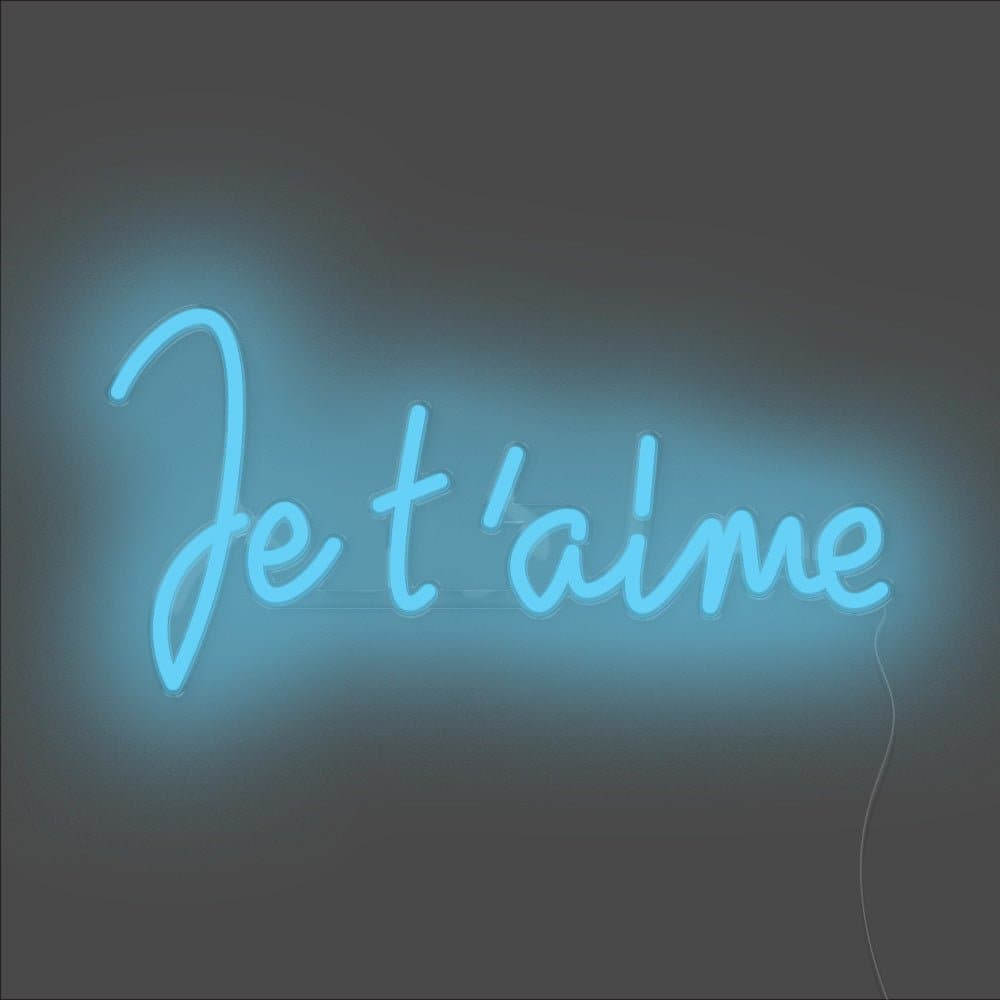 Je T'aime  Neon Sign - Unrivaled Neon - Light Blue #color_light blue