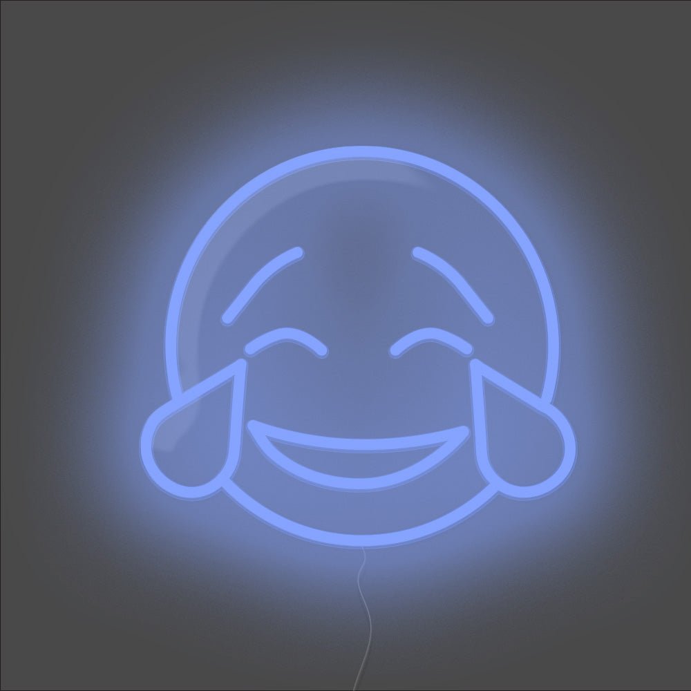 Laughing Tears Emoji Neon Sign - Unrivaled Neon - Blue #color_blue