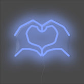 Love Heart Hands Neon Sign - Unrivaled Neon - Blue #color_blue