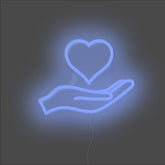 Love Heart Palm Neon Sign - Unrivaled Neon - Blue #color_blue