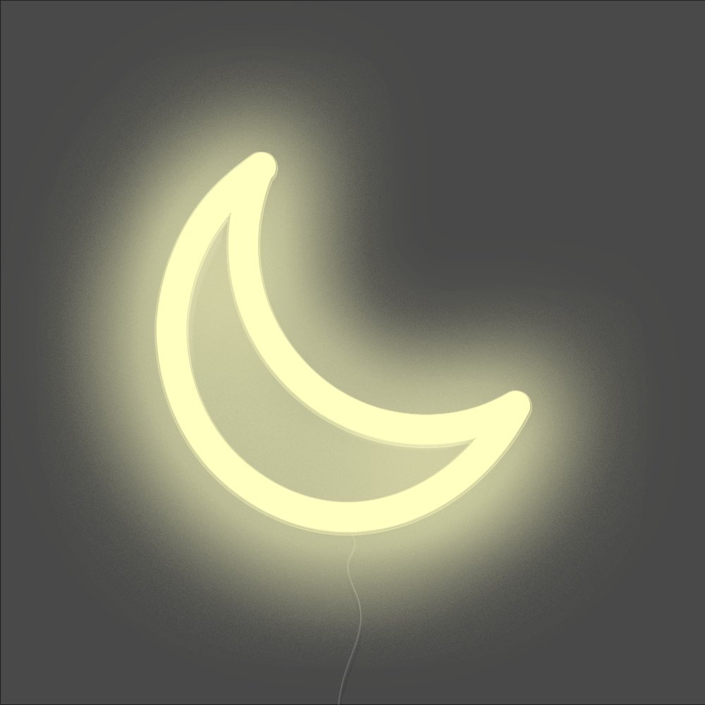 Moon Neon Sign - Unrivaled Neon - Warm White #color_warm white