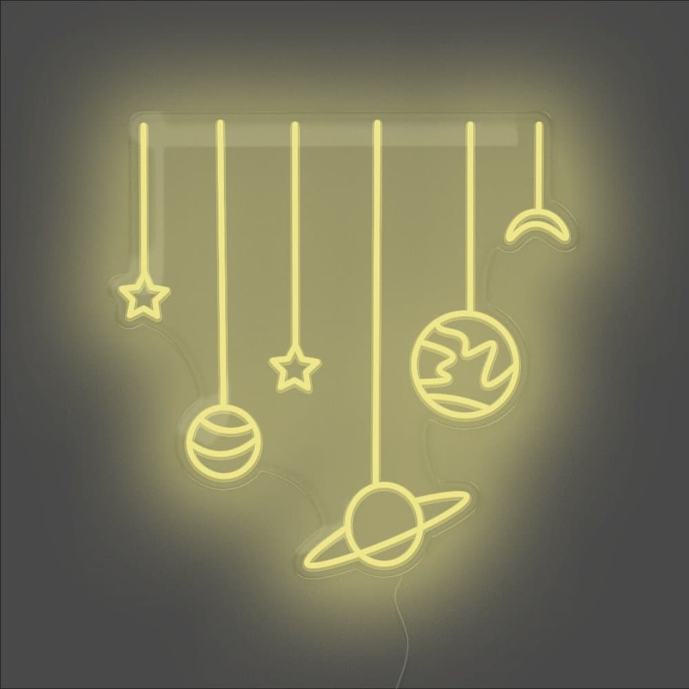 Planets On Strings Neon Sign - Unrivaled Neon - Lemon Yellow #color_lemon yellow