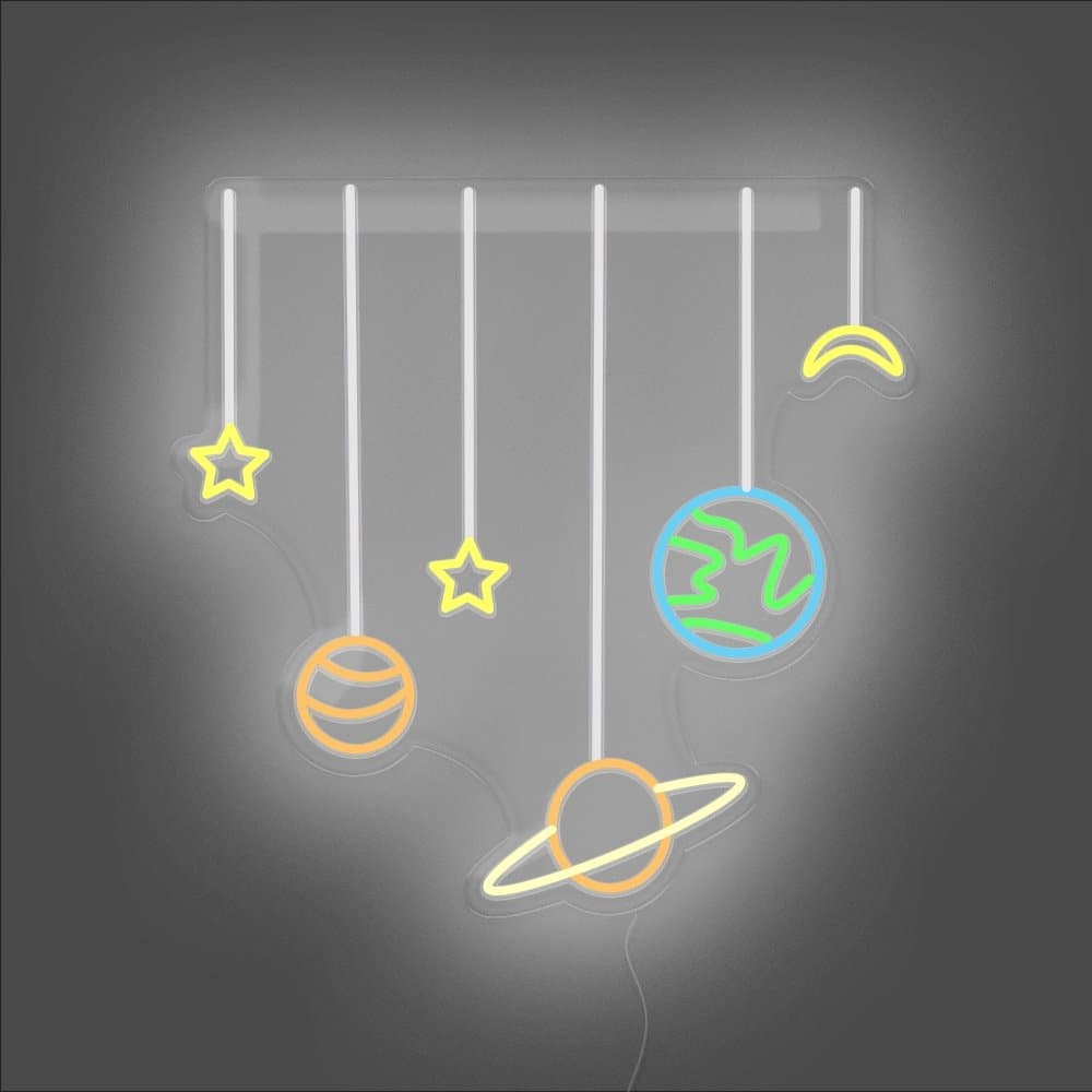 Planets On Strings Neon Sign - Unrivaled Neon - Multicolor Version 1 #color_multicolor version 1