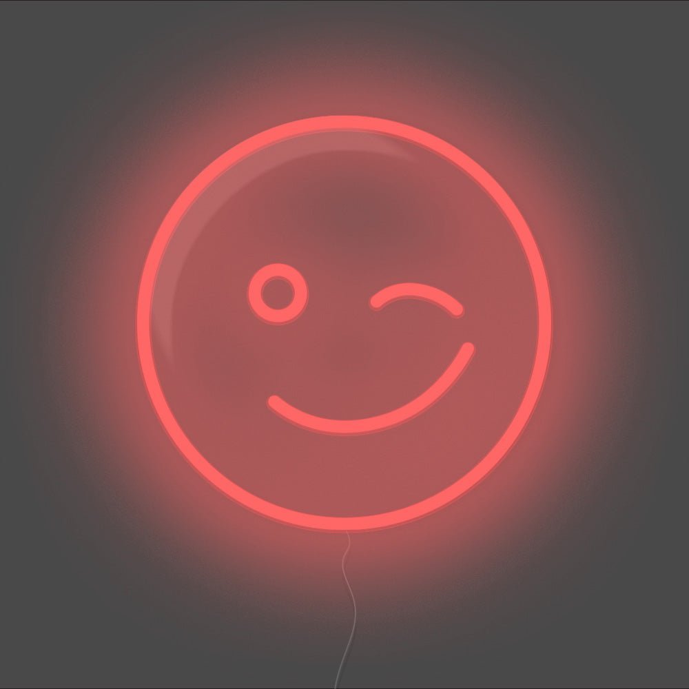 Wink Emoji Neon Sign - Unrivaled Neon - Red #color_red