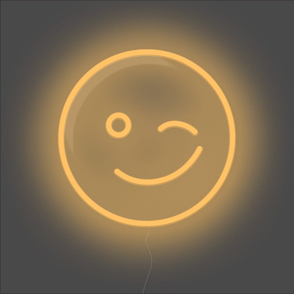 Wink Emoji Neon Sign - Unrivaled Neon - Orange #color_orange