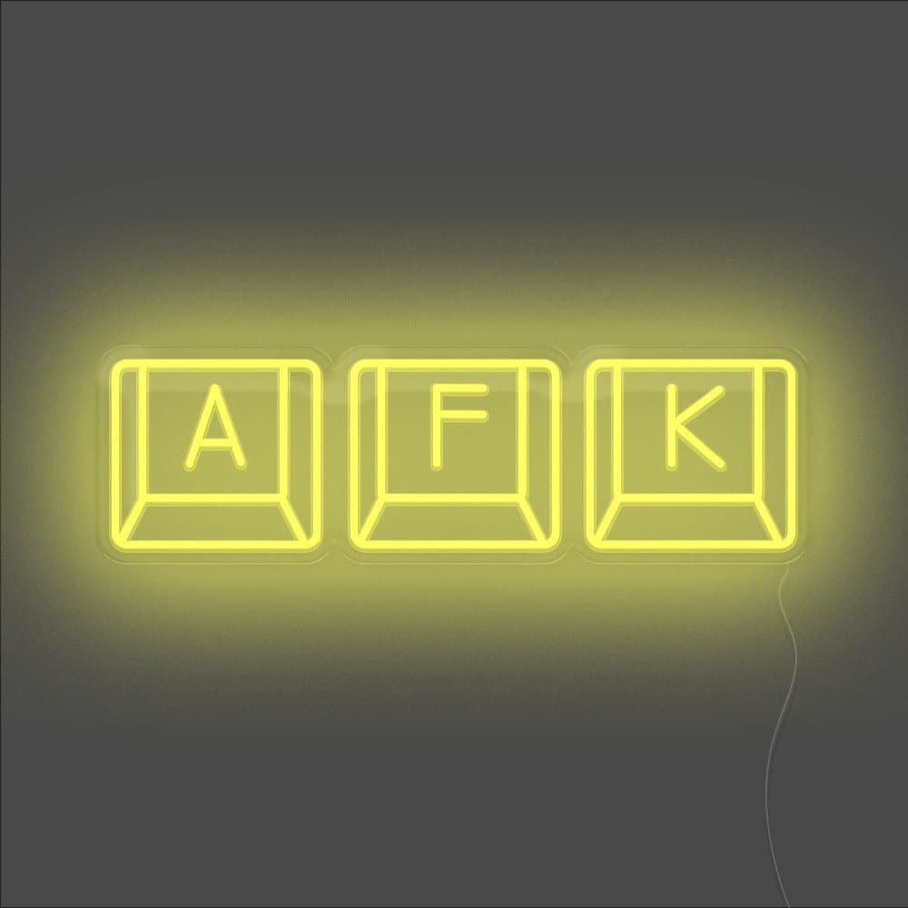 AFK Keyboard Neon Sign - Unrivaled Neon - Yellow #color_yellow