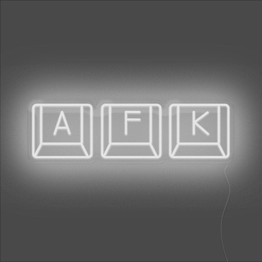 AFK Keyboard Neon Sign - Unrivaled Neon - White #color_white