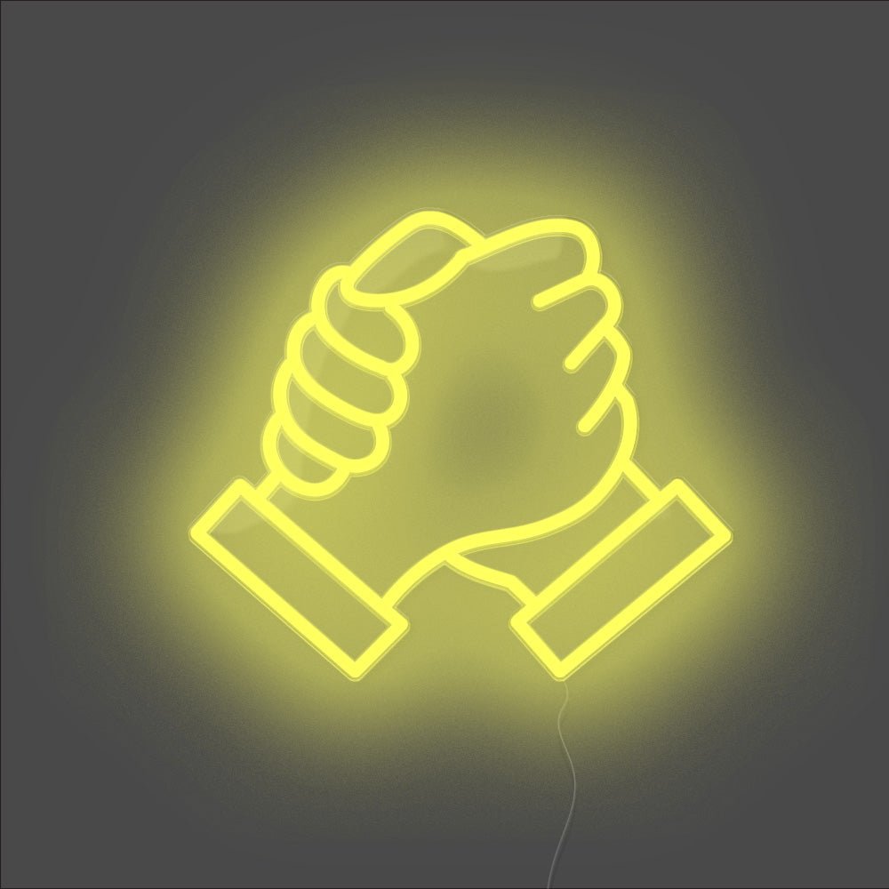 Brotherhood Handshake Neon Sign - Unrivaled Neon - Yellow #color_yellow