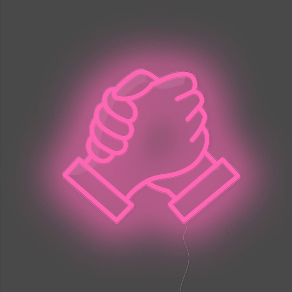 Brotherhood Handshake Neon Sign - Unrivaled Neon - Pink #color_pink