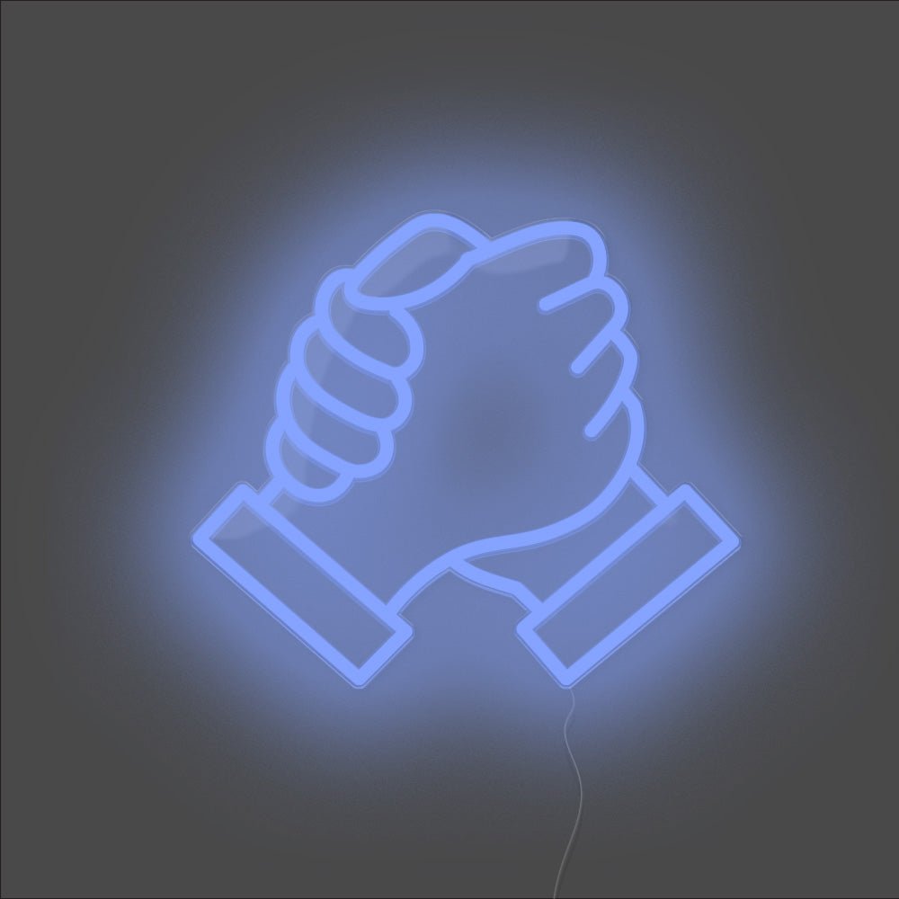Brotherhood Handshake Neon Sign - Unrivaled Neon - Blue #color_blue