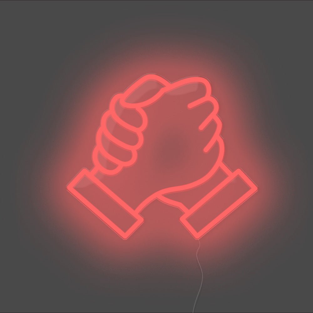 Brotherhood Handshake Neon Sign - Unrivaled Neon - Red #color_red