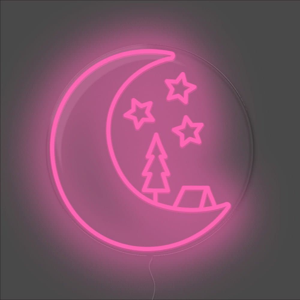 Camping On The Moon Neon Sign - Unrivaled Neon - Pink #color_pink