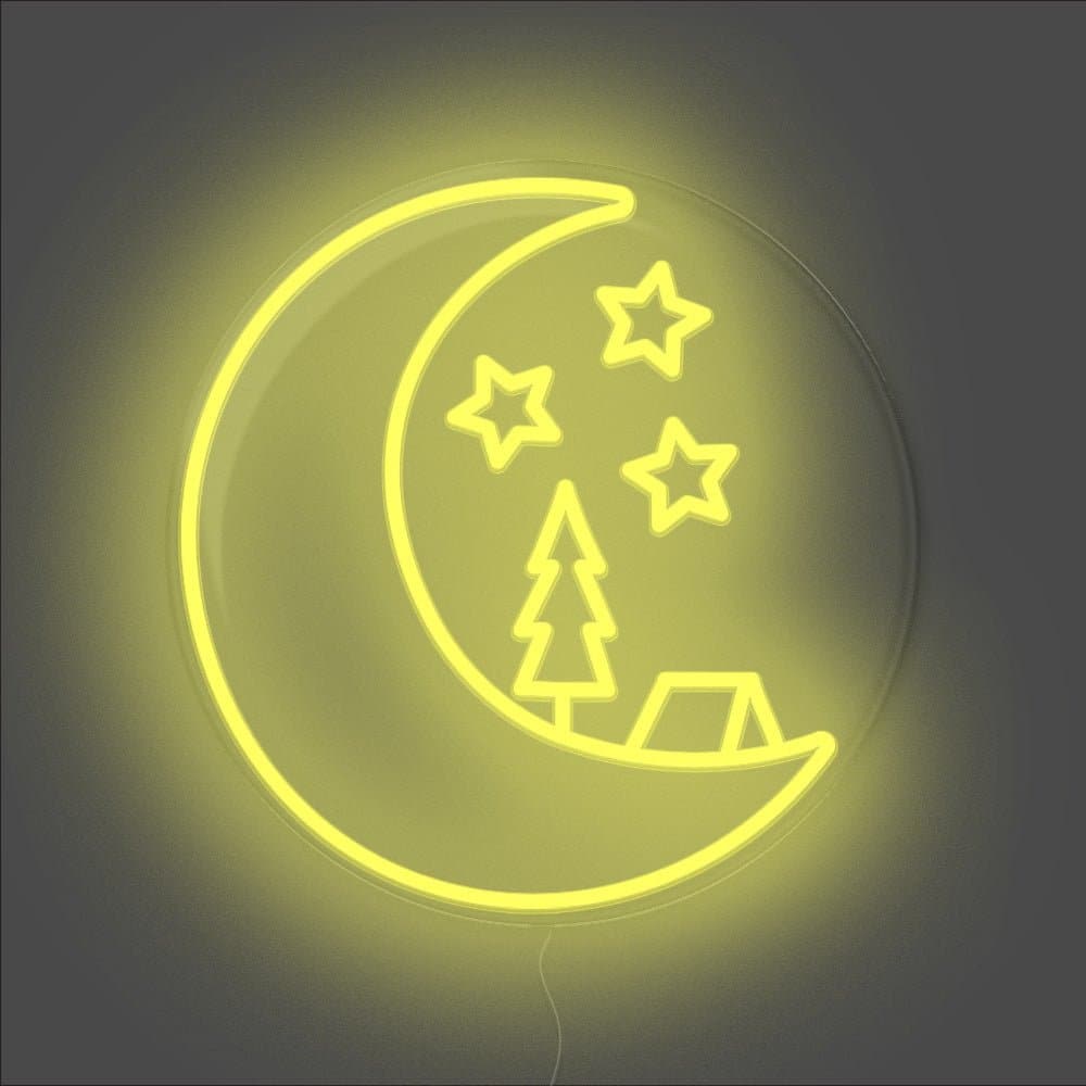 Camping On The Moon Neon Sign - Unrivaled Neon - Yellow #color_yellow