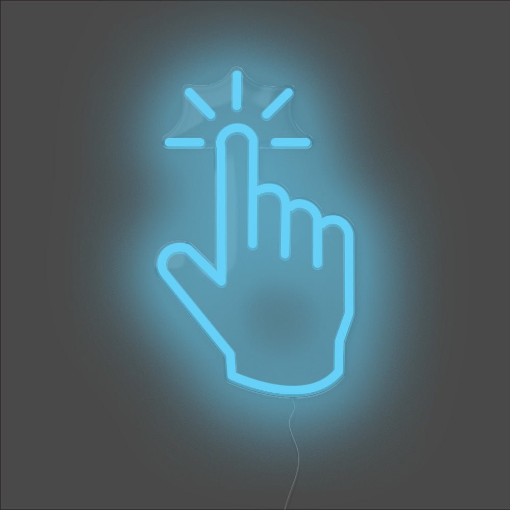 Click Hand Neon Sign - Unrivaled Neon - Light Blue #color_light blue