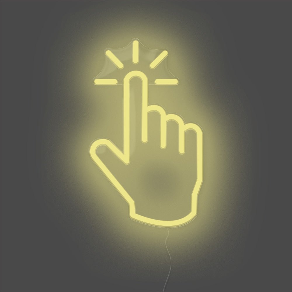 Click Hand Neon Sign - Unrivaled Neon - Lemon Yellow #color_lemon yellow