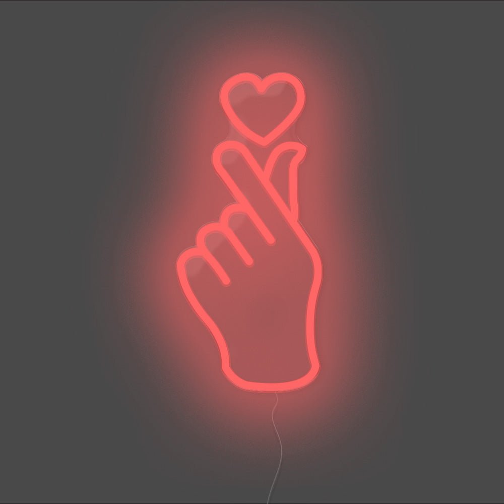 Finger Heart Neon Sign - Unrivaled Neon - Red #color_red