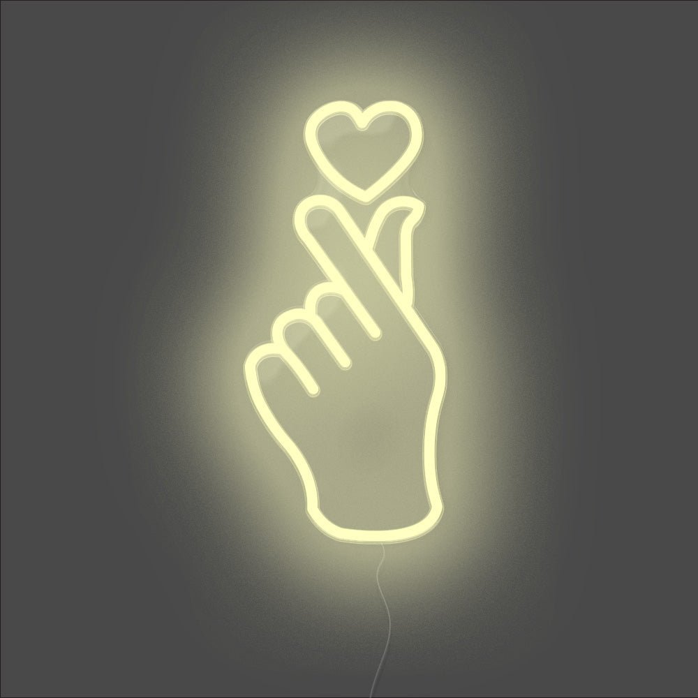 Finger Heart Neon Sign - Unrivaled Neon - Warm White #color_warm white
