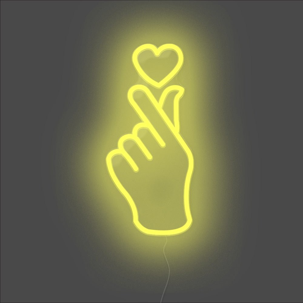 Finger Heart Neon Sign - Unrivaled Neon - Yellow #color_yellow