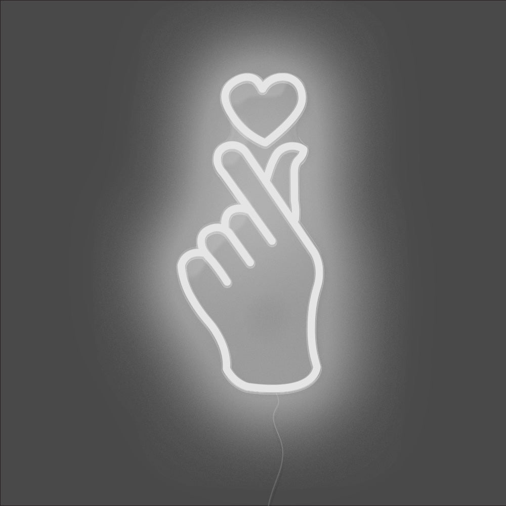 Finger Heart Neon Sign - Unrivaled Neon - White #color_white