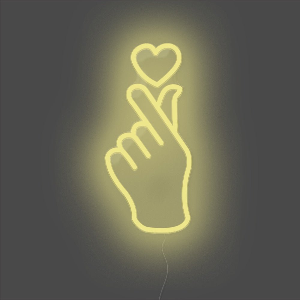 Finger Heart Neon Sign - Unrivaled Neon - Lemon Yellow #color_lemon yellow