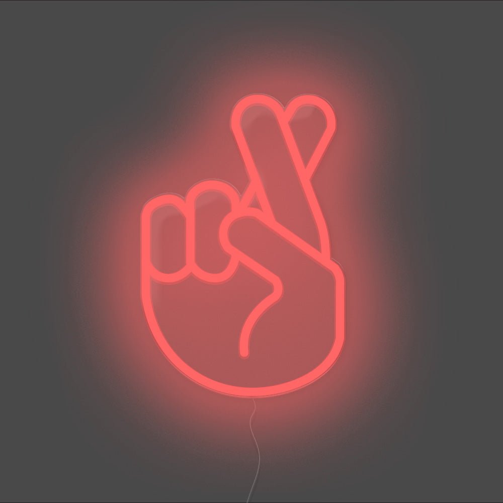Fingers Crossed Neon Sign - Unrivaled Neon - Red #color_red