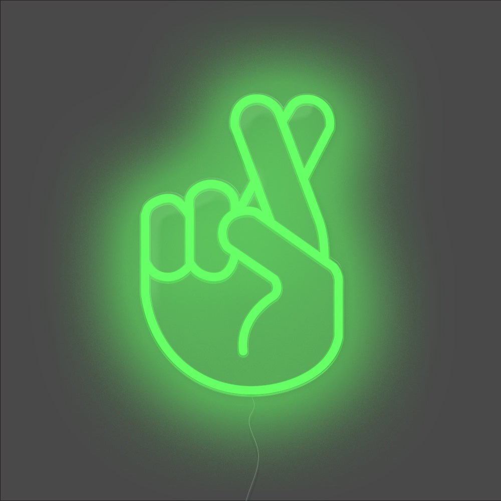 Fingers Crossed Neon Sign - Unrivaled Neon - Green #color_green