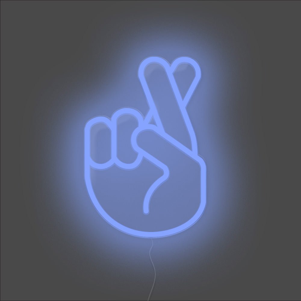 Fingers Crossed Neon Sign - Unrivaled Neon - Blue #color_blue
