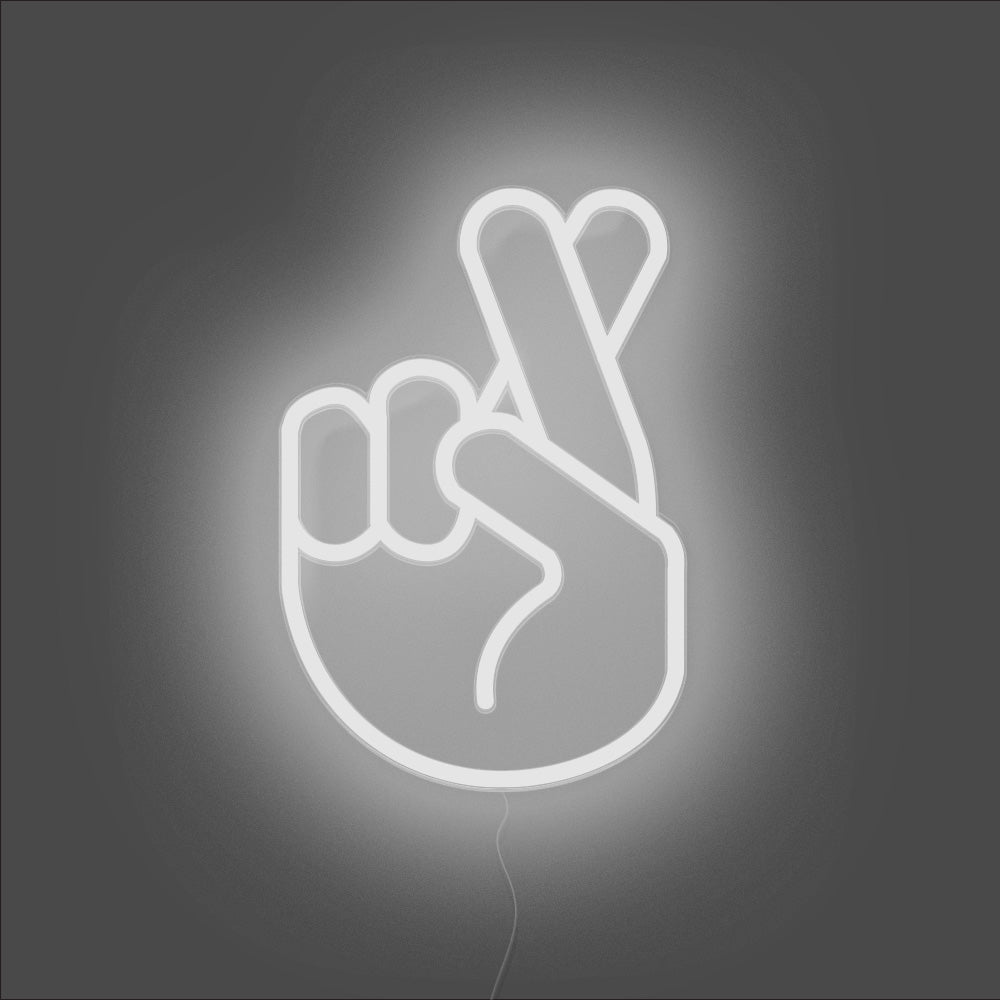 Fingers Crossed Neon Sign - Unrivaled Neon - White #color_white