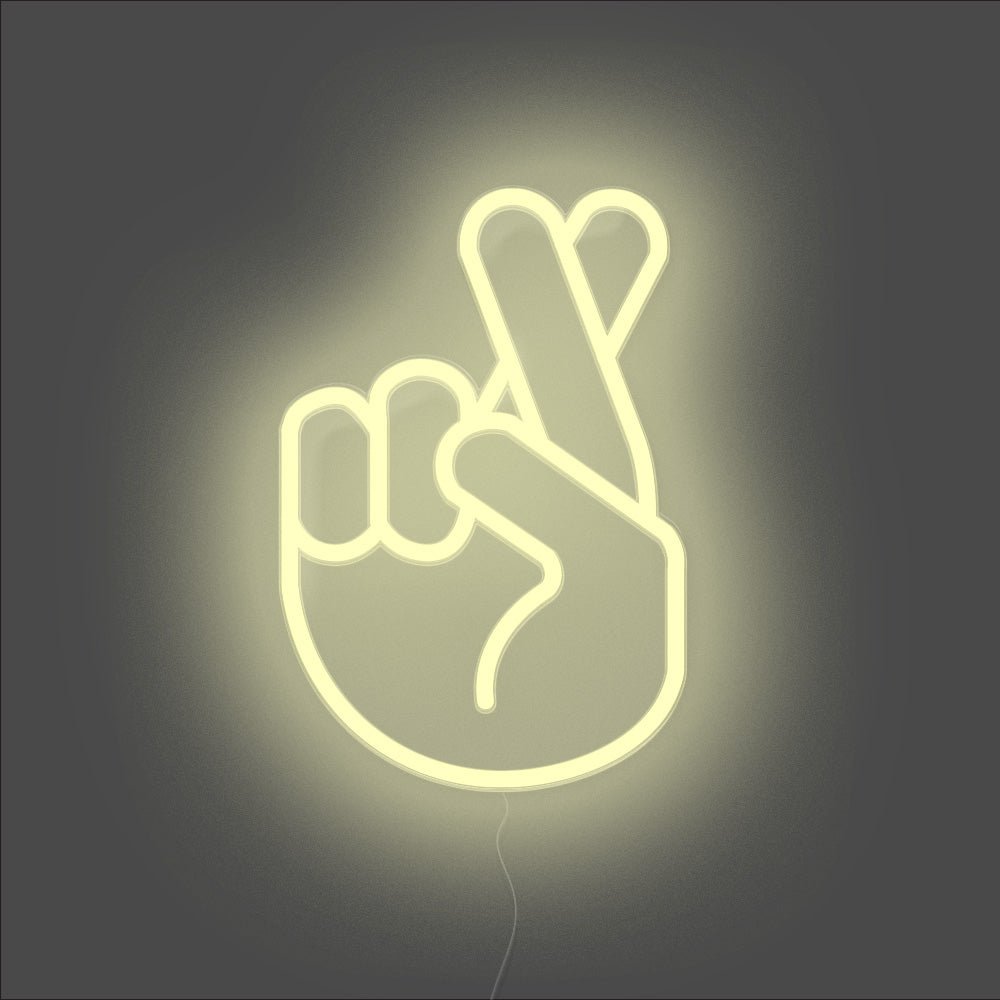 Fingers Crossed Neon Sign - Unrivaled Neon - Warm White #color_warm white