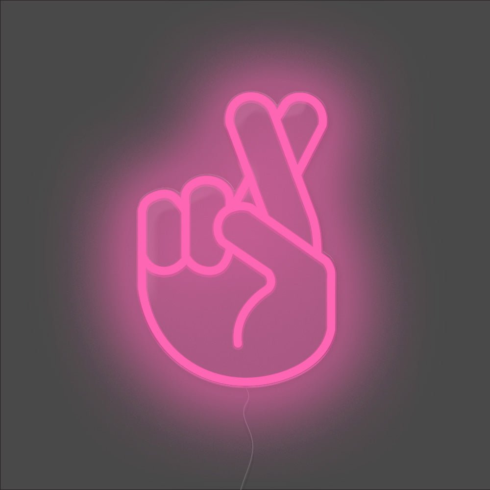 Fingers Crossed Neon Sign - Unrivaled Neon - Pink #color_pink