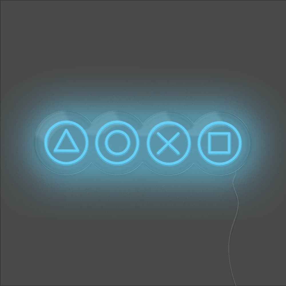 Gaming Shapes Neon Sign - Unrivaled Neon - Light Blue #color_light blue