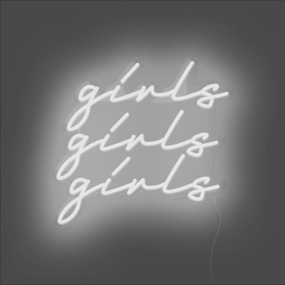 Girls Girls Girls Neon Sign - Unrivaled Neon - White #color_white