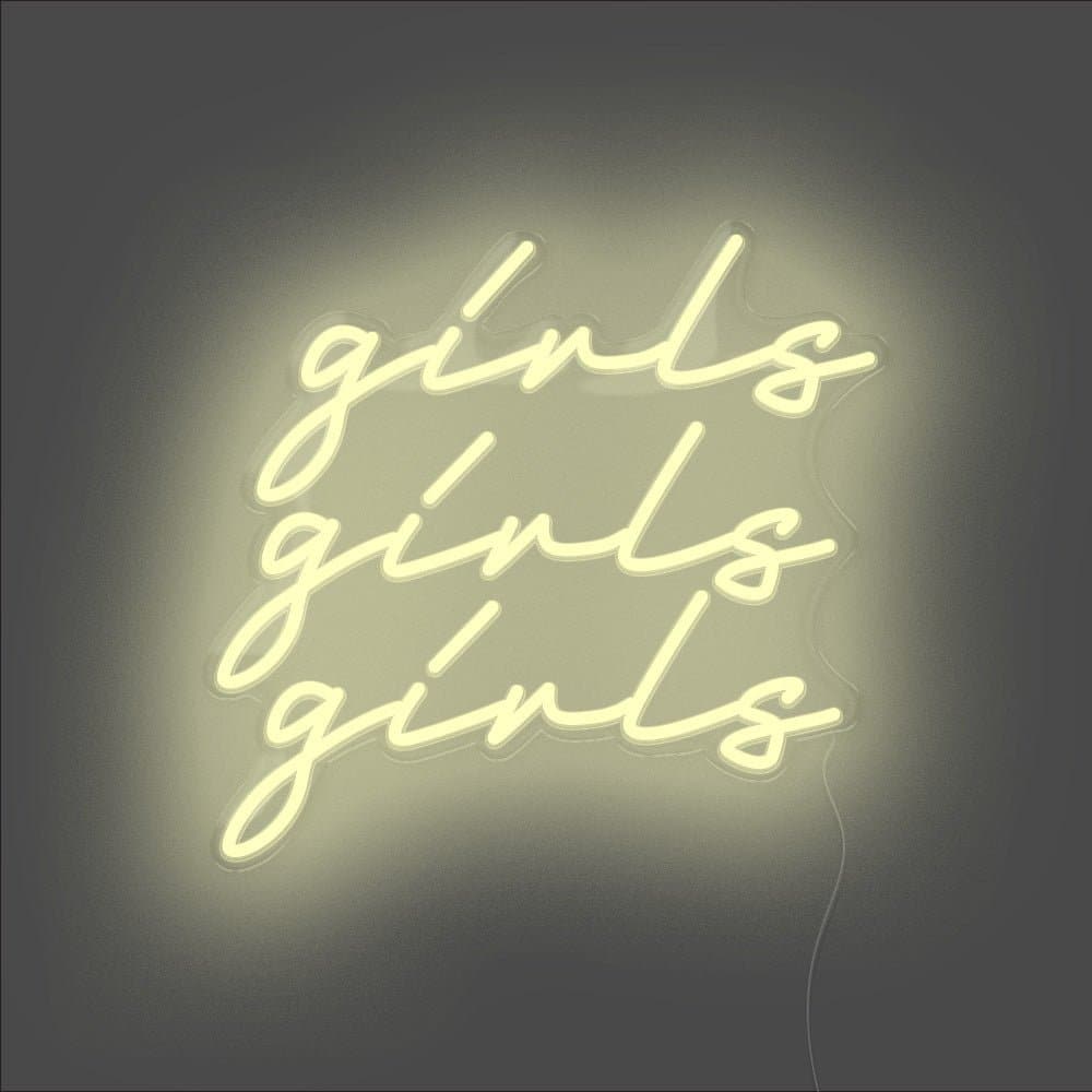 Girls Girls Girls Neon Sign - Unrivaled Neon - Warm White #color_warm white