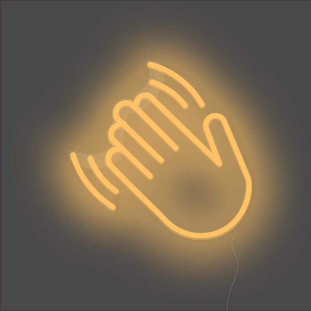 Hand Wave Neon Sign - Unrivaled Neon - Orange #color_orange