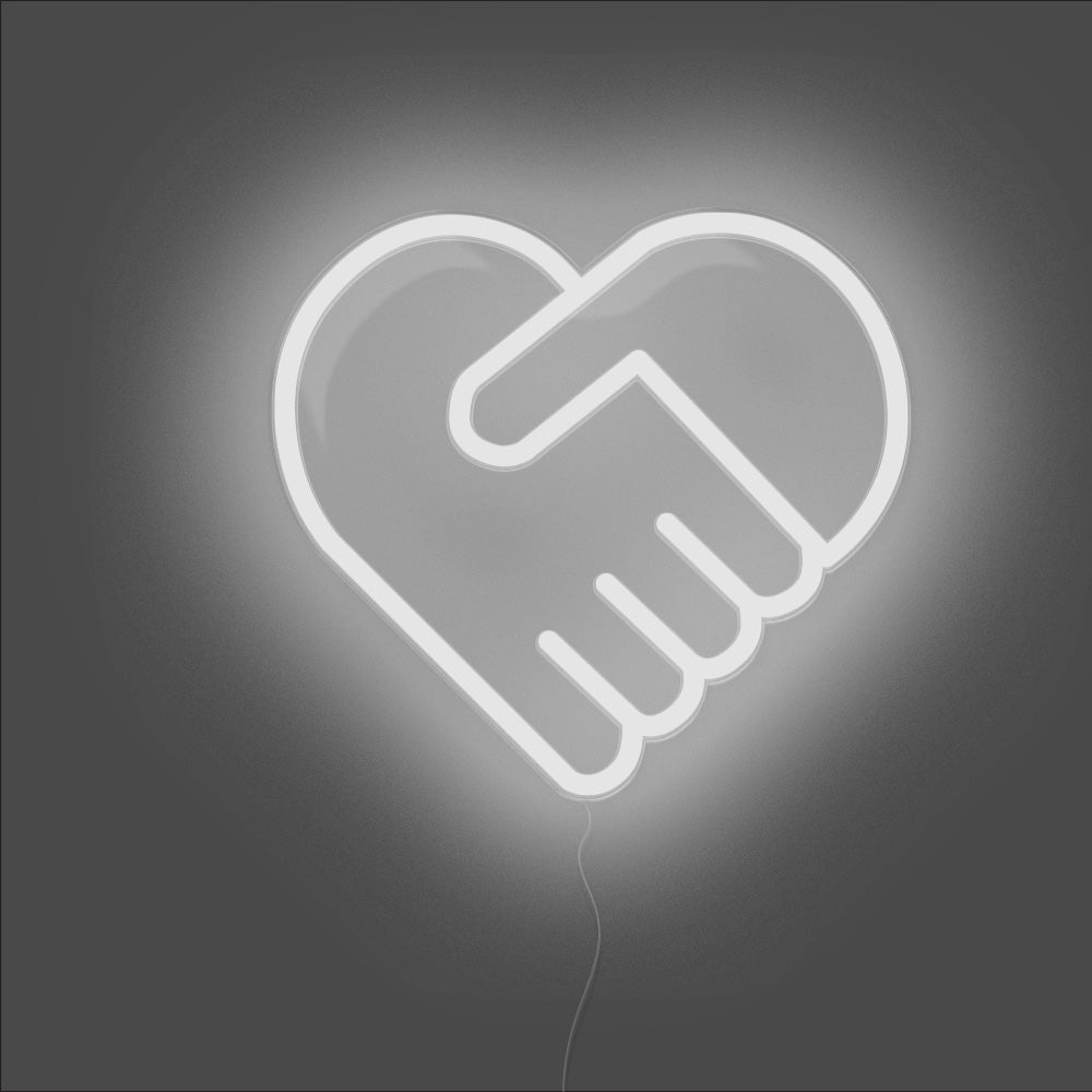 Handshake HeartNeon Sign - Unrivaled Neon - White #color_white