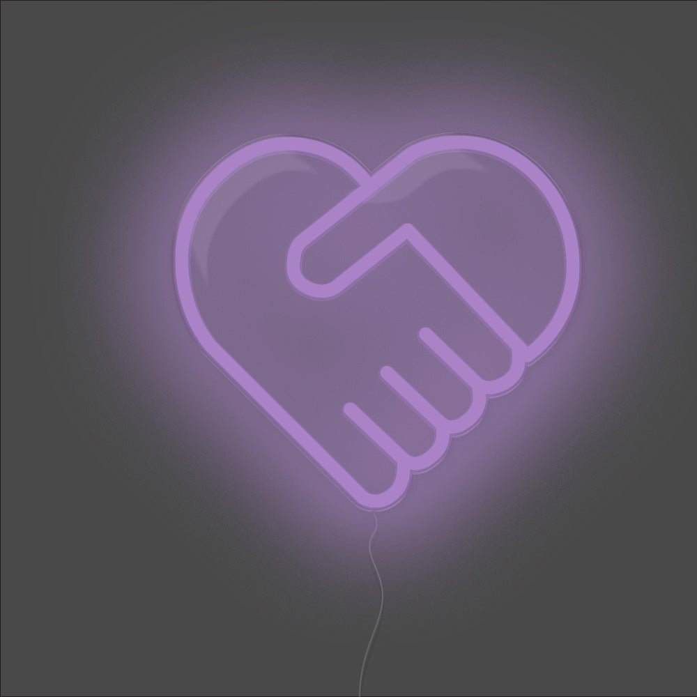 Handshake Heart Neon Sign - Unrivaled Neon - Purple #color_purple